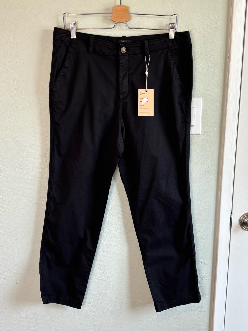 Bundle 2/$30! NEW Quince Black Stretch Cotton Twill Girlfriend Chino Pants 31